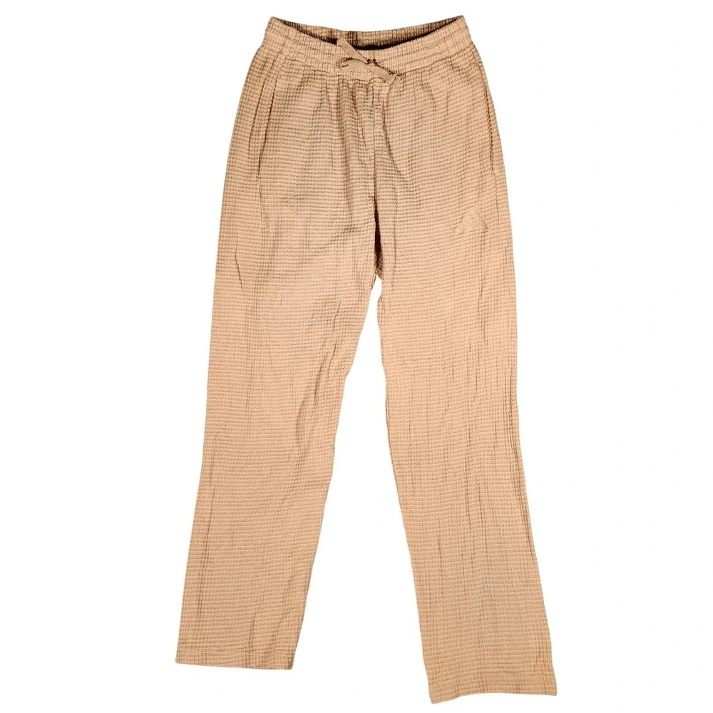 Adidas Waffle Knit‎ Pants Mens Small Tan Excellent Drawstring Joggers JL6556